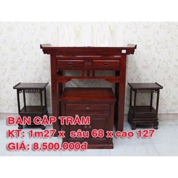 BÀN THỜ GIA TIÊN CẶP GỖ TRÀM NGANG 127cm