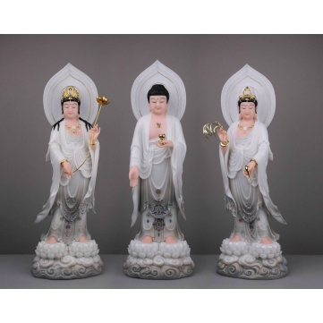 Tây Phương Tam Thế Phật Bột Đá Cao Cấp 68cm, 88cm