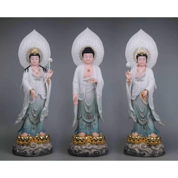 Tây Phương Tam Thế Phật Bột Đá Cao Cấp 68cm, 88cm