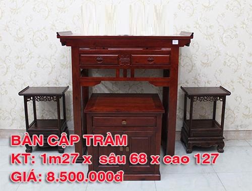 BÀN THỜ GIA TIÊN CẶP GỖ TRÀM NGANG 127cm