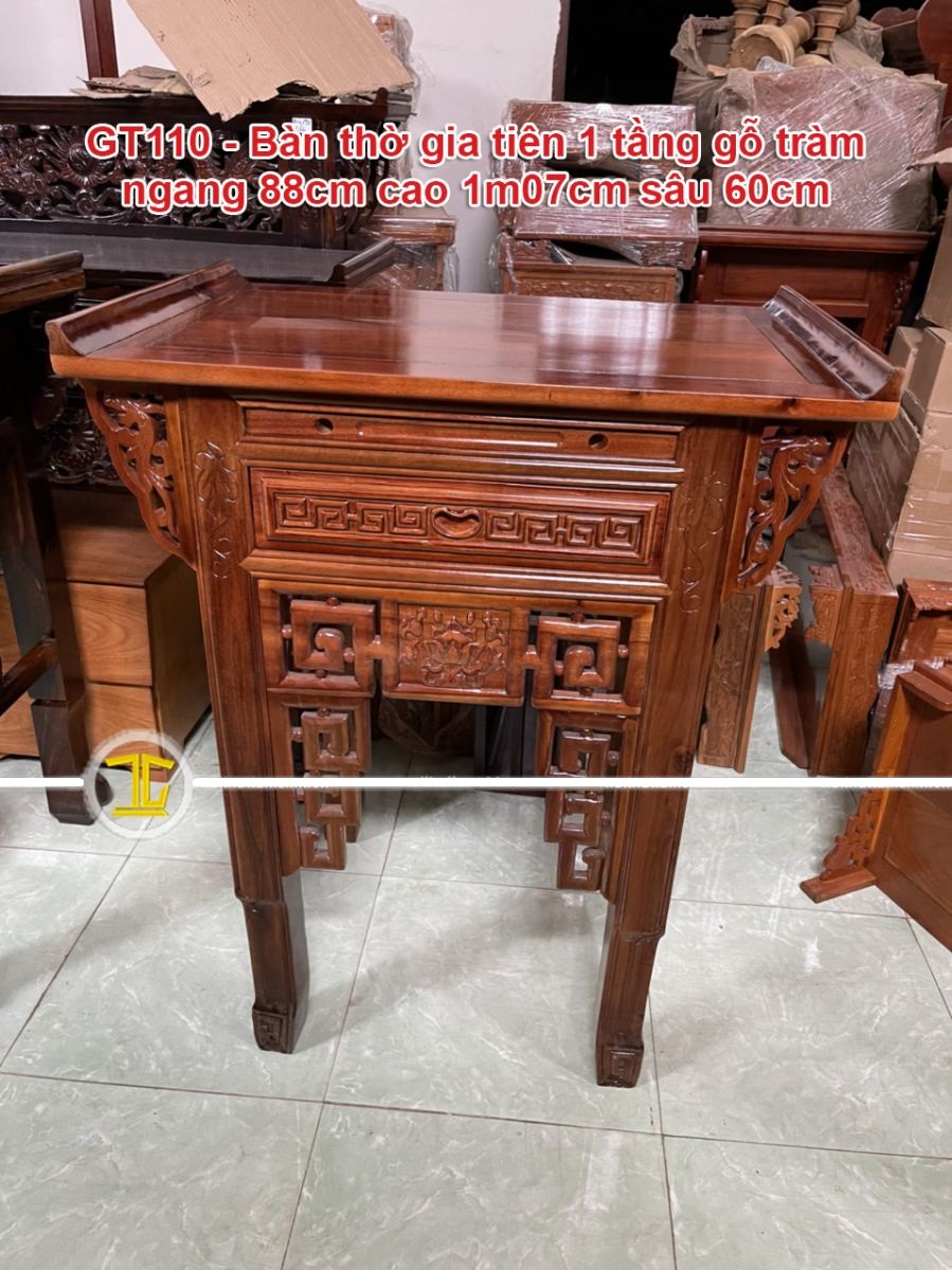 BÀN THỜ GIA TIÊN 1 TẦNG GỖ TRÀM GT110