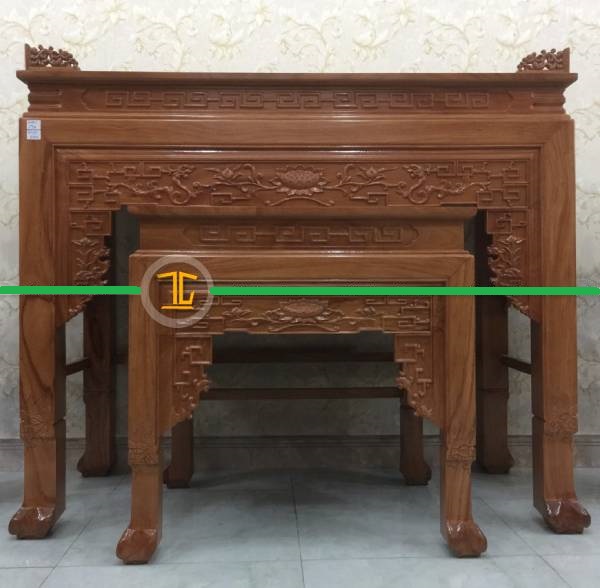 BÀN THỜ GIA TIÊN CẶP GỖ TRÀM 1M76